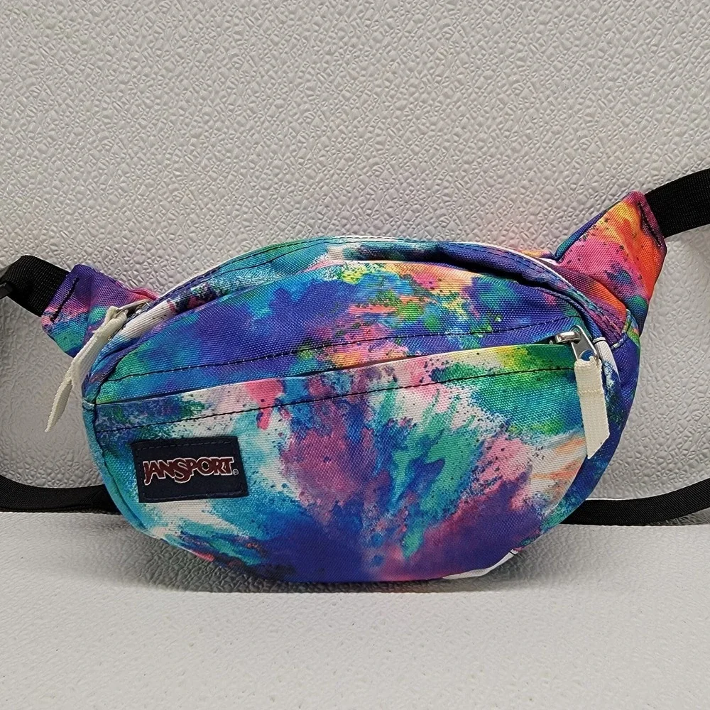 JanSport Tie Dye Fanny Pack Waist Pouch Hip Purse Belt Bag Retro Colorful!
